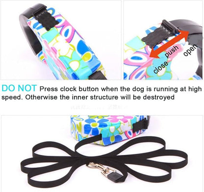 Blovess Yueton 16.5 ft Pet Dog Cat Puppy Retractable Leash Traction Rope Walking Lead Leash (Pink)