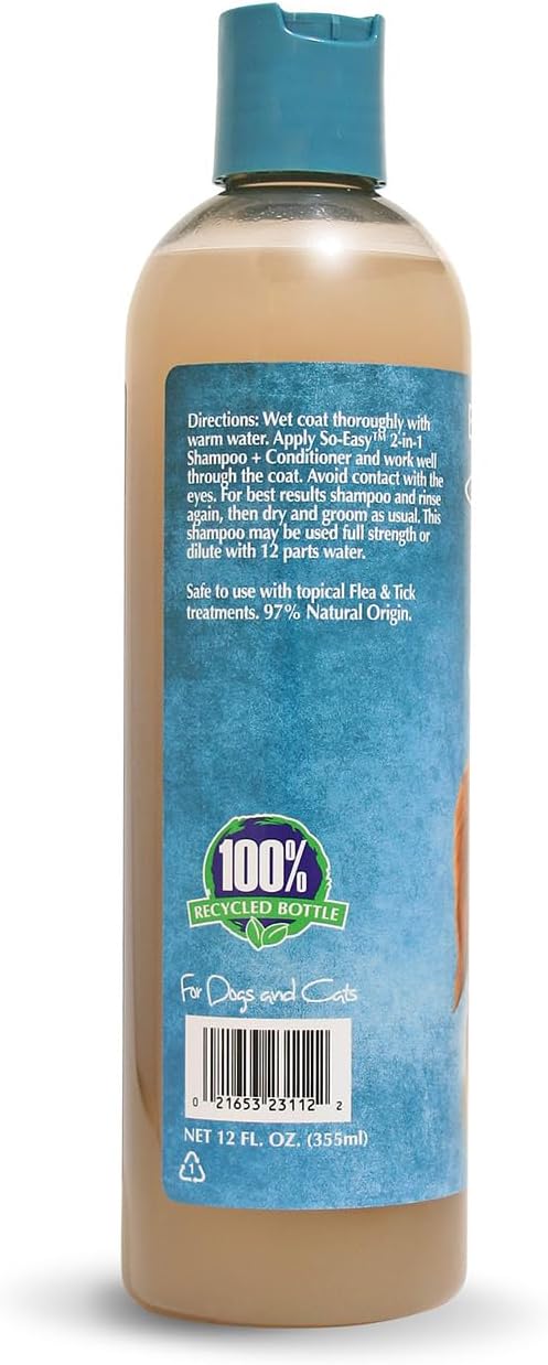 Bio-Groom So Easy 2 in 1 Shampoo & Conditioner - Dog & Puppy Shampoo and Conditioner, Detangling Dog Wash for Grooming, Soap Free, 12:1 Concentration - Tropical Fruit Scent, 12 fl oz