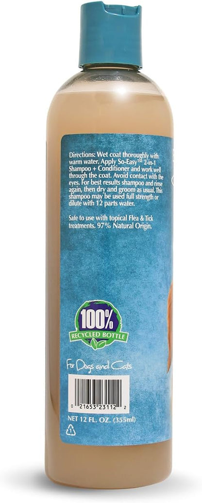 Bio-Groom So Easy 2 in 1 Shampoo & Conditioner - Dog & Puppy Shampoo and Conditioner, Detangling Dog Wash for Grooming, Soap Free, 12:1 Concentration - Tropical Fruit Scent, 12 fl oz
