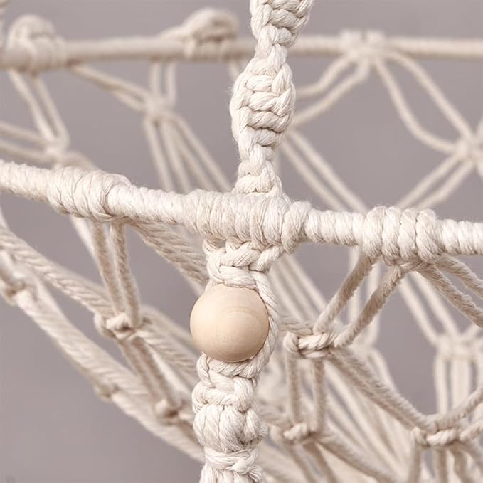 Macrame Cat Hammock Bed in Cotton White - Extra Large 40" Hanging Swing for Large Cats, Handmade Natural Rope Pet Nest, Boho Modern Wall Mounted Cat Chair, No Cushion
