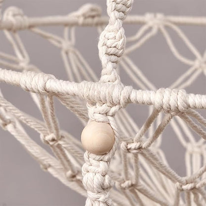 Macrame Cat Hammock Bed in Cotton White - Extra Large 40" Hanging Swing for Large Cats, Handmade Natural Rope Pet Nest, Boho Modern Wall Mounted Cat Chair, No Cushion