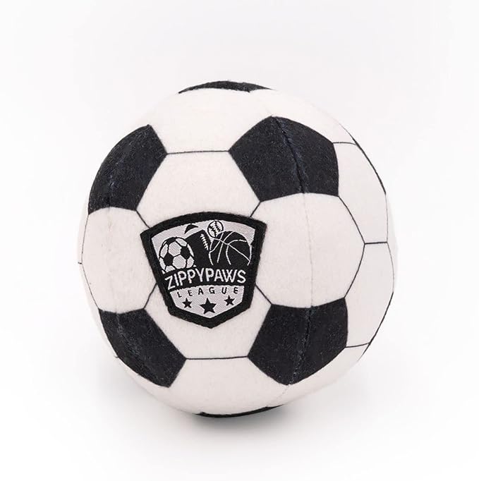 ZippyPaws SportsBallz - Dog Squeaky Toys to Keep Them Busy, Funny Plush for Small, Medium, & Large Dogs, Cute Stuffed Puppy Toy, Pet Products, Gift for All Breeds, Interactive Squeaker - Soccer Ball