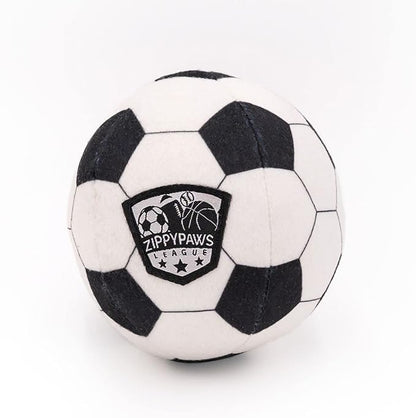 ZippyPaws SportsBallz - Dog Squeaky Toys to Keep Them Busy, Funny Plush for Small, Medium, & Large Dogs, Cute Stuffed Puppy Toy, Pet Products, Gift for All Breeds, Interactive Squeaker - Soccer Ball