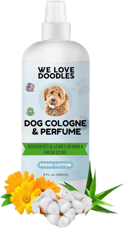 Dog Cologne & Perfume, Deodorizing, Long Lasting After Bath, Deodorant For Smelly Dogs, Pawfume For Pets, Odor Eliminator Spray Puppies, Fresh Cotton [We Love Doodles]