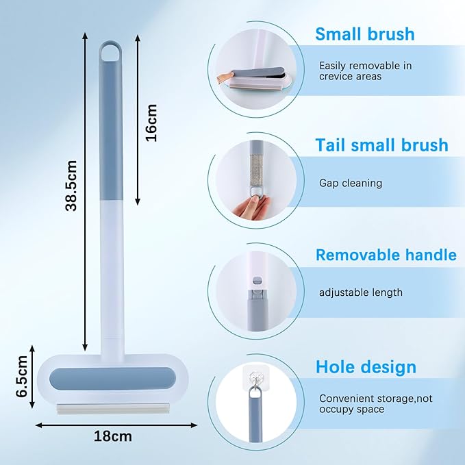 3-In-1 Pet Hair Remover Brush Set, Multifunctional Hair Removal Brush For Dogs And Cats, Reusable Lint Roller With Cleaning Comb, Blue