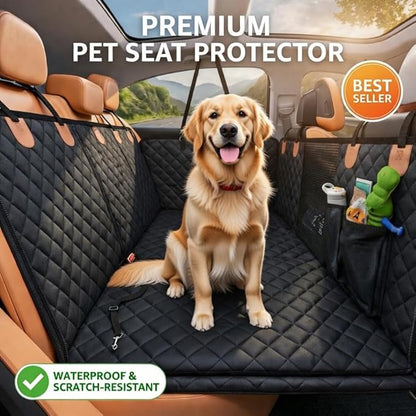 Hard Bottom Back Seat Extender for Dogs – Waterproof Quilted Dog Hammock with Side Protection, Non-Slip, Heavy Duty Pet Seat Cover for Cars, SUVs & Trucks