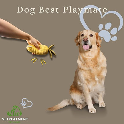 7" Squeaky Plush Toy for Puppies Small Dogs Self Etertainment Washable Soft Made [PET ONLY] (Corn)
