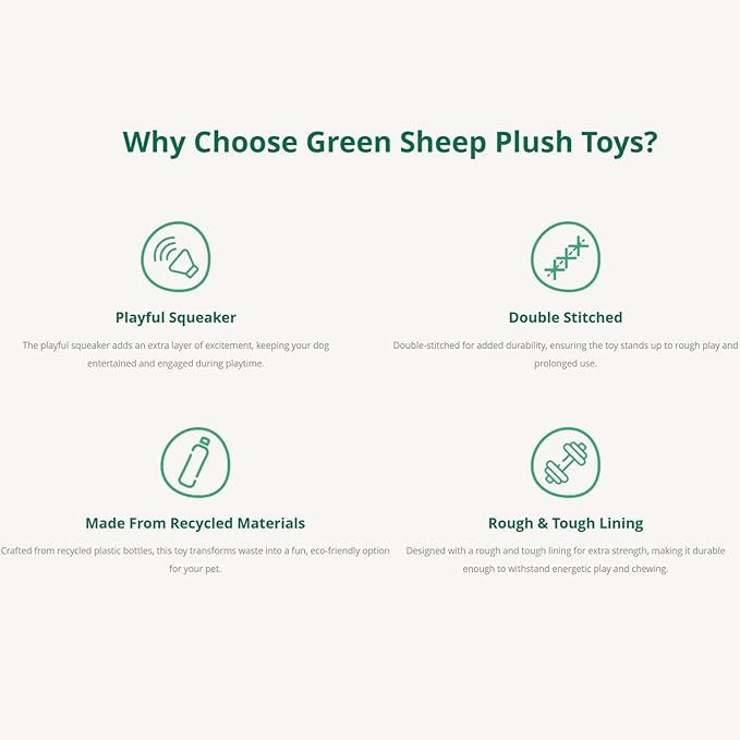 Green Sheep White Sheep Rope Toy for Dogs, Durable Squeaky Dog Toys for Small Medium Large Dogs, Plush Fabric with PP Cotton & Recycle Cotton Rope, Interactive Chew Toy to Keep Them Busy