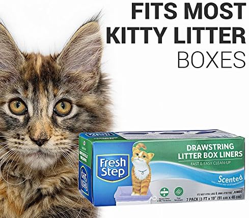 Fresh Step Jumbo Drawstring Cat Litter Box Liners,Scented Heavy Duty Kitty Litter Bags for X-Large Oval or Rectangle Pans,Helps Contain Mess for Easy Lift Out Cleanup,36 x 19 in,7 Count (Pack of 2) - Image 4