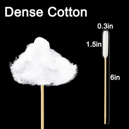 Egaageoi 200 Count Large Cotton Swabs for Dogs & Cats (6 Inch) | Biodegradable Bamboo Handle Tips for Pet Ear Cleaning | Soft Fragrance-Free Applicators for Ointments & Medication