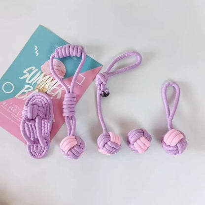Dog Rope Toys, 7 Piece Cotton Teething and Chewing Set, Purple and Pink (Picture Color)