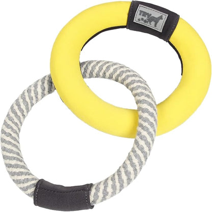 Pet Life ® 'Ring Toss' Dual-Connecting Rings Jute Rope and Foam Water Floating Fetch Dog Toy