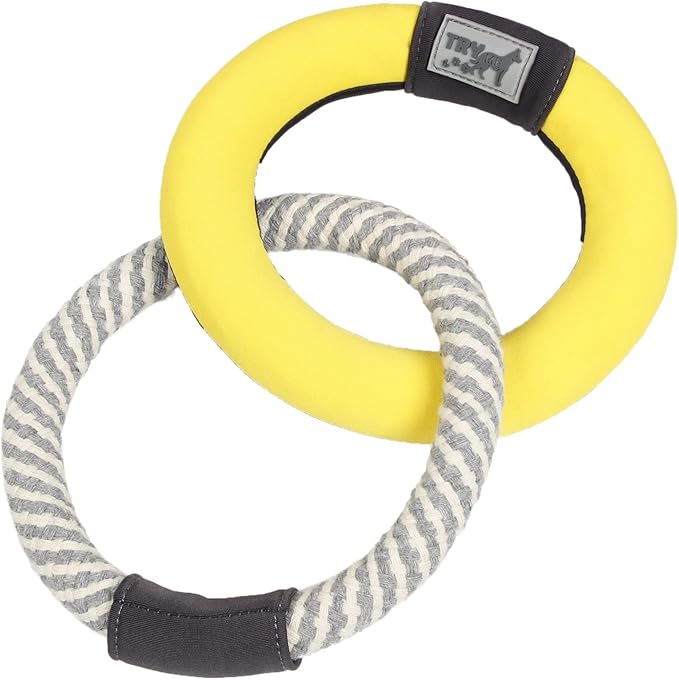 Pet Life ® 'Ring Toss' Dual-Connecting Rings Jute Rope and Foam Water Floating Fetch Dog Toy
