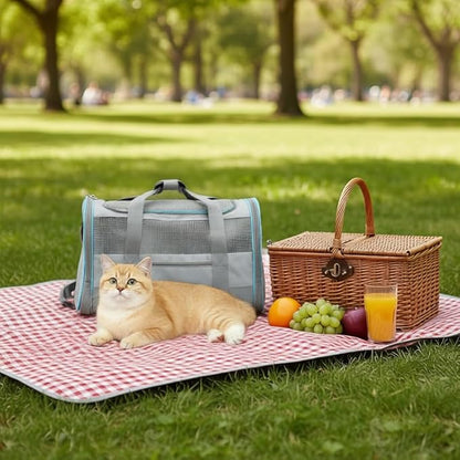 Soft Side Cat Carrier Airline Approved for Puppy Kitten Dog Carriers for Small Medium Cats Under 15lb, Collapsible TSA Approved Travel Pet Carrier, Pink with Grey