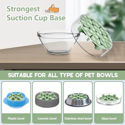 Slow Feeder Dog Bowls Insert, Animire Soft Silicone Anti-Choking Puzzle Slow Feeder, Anti-Slip Slow Down Eating Feeder Insert, Compatible with Regular Elevated Dog Bowls