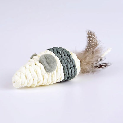 TTcat Cat Toys Set with Paper Rope & Feathers Ball and Mouse 2 Pack, Interactive Toys for Indoor Cats and Kittens.