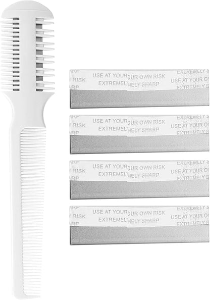 Razor Comb for Dogs Cats with 4 Extra Blades, Manual Pet Cat Dog Grooming Tool for Thinning, Cutting,Styling and Grooming
