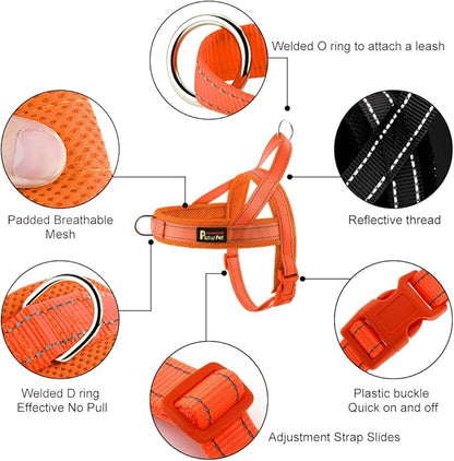 Plutus Pet No Pull Dog Harness with Breathable Mesh Padded, Adjustable Reflective Escape Proof Dog Harness, Quick Fit Dog Vest Harness for Small Medium Large Dogs(S, Orange)