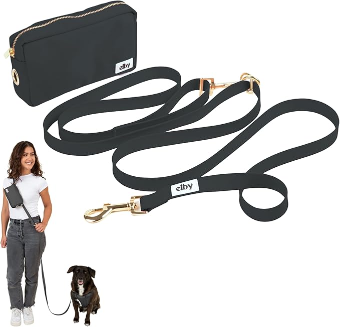 Hands Free Dog Leash with Treat Pouch – Waterproof Cross Body & Waist Leash for Dog Walking and Training with Poop Bag Holder - Cute Walking Accessories for Medium and Large