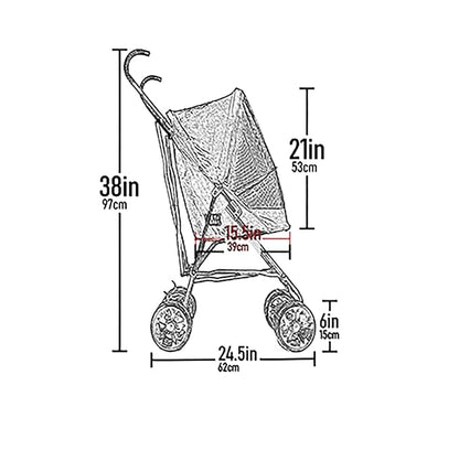 Pet Gear Travel Lite Plus Stroller, Compact, Easy Fold, No Assembly Required, Large Wheels for Cats and Dogs up to 15 pounds, Blue Oasis