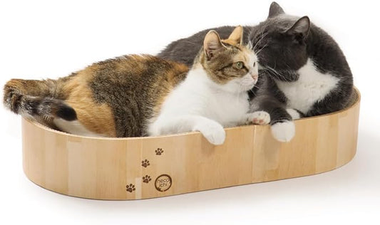 Necoichi Cat Scratcher Bowl Capsule for Indoor Cats - Cat Scratching Lounger with Reversible Usability and Extra Comfort for Lounge, Cardboard Bed Couch