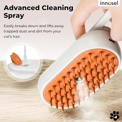 Cat Steam Brush for Shedding, 4-in-1 Rechargeable Pet Grooming Brush for Cats & Dogs, Anti-Static, Massage, Cleaning & Combing with Gentle Steam, Removes Loose Hair & Tangles (White)