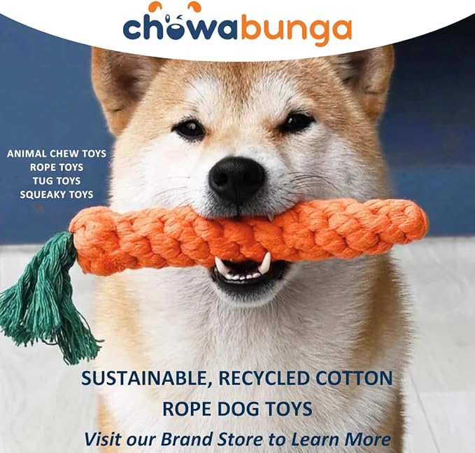 Ollie the Octopus Dog Toy Tough 5.5 Inch Handmade Eco Cotton Rope Dog Toy Octopus with Natural, Non-Toxic Dyes - Dog Octopus Toy for Small Dogs (Orange, Large)