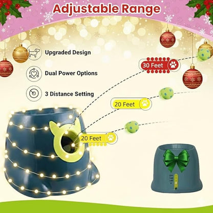 Auto Small Dog Ball Thrower for Small & Medium Dogs | Remote Control Launcher Toy with 6 Balls & Accessories – Indoor & Outdoor Use | Dual Power Options – Super Blue