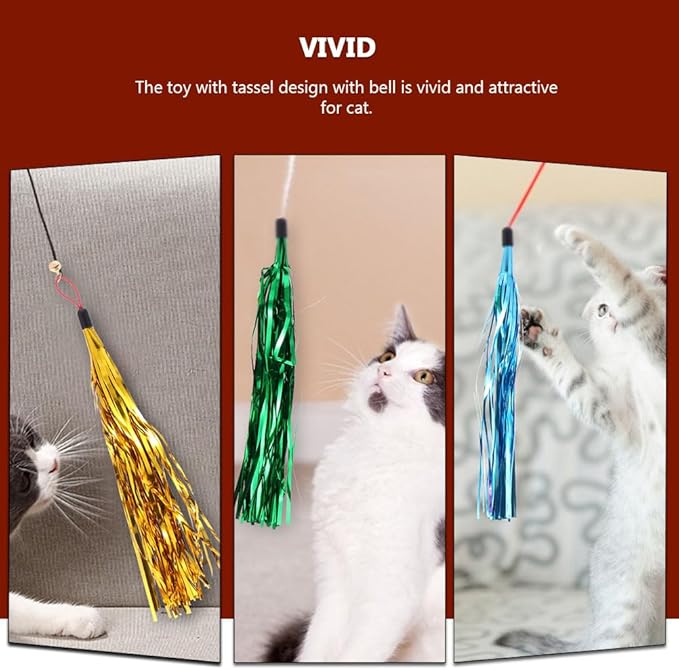 balacoo 30 Pcs Cat Teasing Replacement: Cat Interactive Tassel Teasing Stick Replacement Teaser Refills for Indoor s