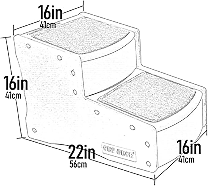 Pet Gear Easy Step II Pet Stairs, 2 Step for Cats/Dogs up to 150 Pounds, Portable, Removable Washable Carpet Tread, 2-Step, Tan, 22x16x16 Inch (Pack of 1) (PG9720TN)