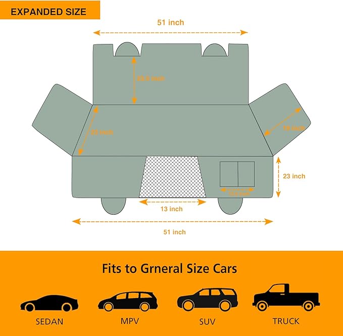 Dog Car Seat Cover for Back Seat (Waterproof, Scratch & Slip Resistant) ‑ Heavy Duty Dog Hammock with Mesh Window, Seat Belt Access & Pet Safety Anchor, Fits Cars/SUV/Truck (Model 3/Y, Gray)