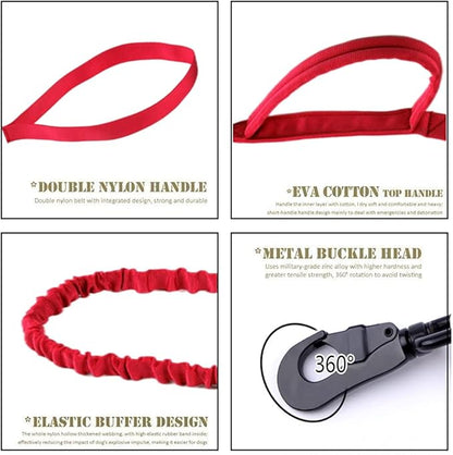 Xqpetlihai Tactical Dog Collar and Leash Set Adjustable Military Nylon Dog Collar with Control Handle and Heavy Duty Metal Buckle for Large Dogs（Red L