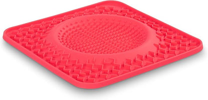 Messy Mutts Silicone Therapeutic Licking Bowl Mat | 10" x 10" | Slow Feeder Mat for Boredom & Anxiety | Lick Pad for Dogs & Cats (Watermelon)