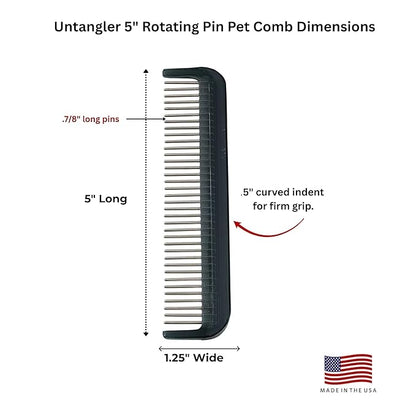Pet Comb for easy mat removal (5", Smokey Black)