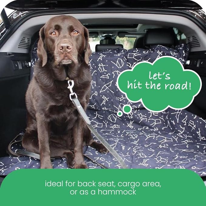 Molly Mutt 3-in-1 Back Seat Cover for Dogs, 100% Cotton Canvas Back Seat Hammock with Headrest Straps, Belt Slots, & Anchors, Non-Skid Cargo Area Cover, Machine Washable, No Harmful Chemicals, 56"x56"