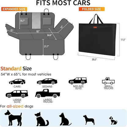 Dog Car Seat Cover for Back Seat, Hard Bottom, 100% Waterproof, 330bs Back Seat Extender, Perfect for SUV and Truck