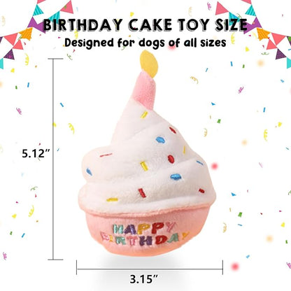 Dog Birthday Toys - Puppy Squeaky Cupcake, Toy Dog - First Birthday Toy Small Medium Large Breeds(Pink)