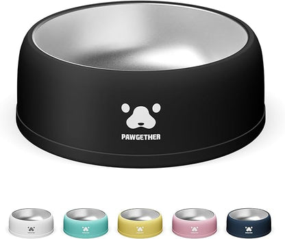 PAWGETHER® Stainless Steel Dog Bowls, Dog Food and Water Bowl Non-Slip Easy to Clean Dishwasher Safe for Puppy Small Medium Dogs Cats Black 34oz