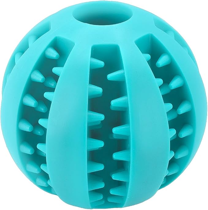 2 Pcs Non-Toxic Rubber Dog Toy Ball, 2.75 inch Durable & Tough Rubber Dog Treat Dispensing Puzzle Ball Chew Toy & IQ Training Toy for Small & Medium Sized Dogs (Torquoise, Pink)
