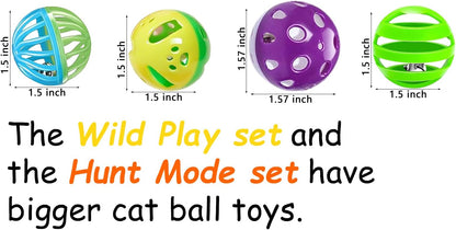 5 Pack Cat Toys Balls with Bell, 1.5 Inch Colorful Interactive Plastic Balls for Indoor Cats, Safe Sturdy Chase Play Toys for All Breeds (1.5'')