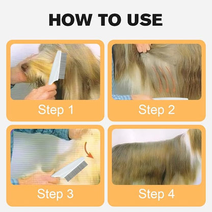 Pet Hair Comb, Multifunctional Pet Grooming Brush Pet Hair Comb Tear Stain Removal (Yellow)