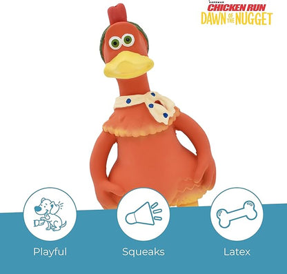 Multipet Chicken Run Ginger Latex Dog Toy - Durable Squeaky Toy for All Dogs - Easy-to-Clean Latex Squeaky Toys - for Cuddling, Chewing & Playing (9.5")