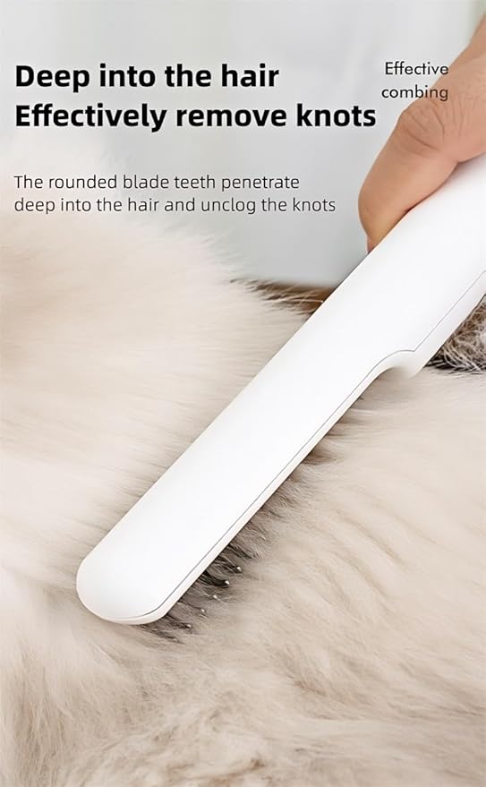Pet Grooming Comb，Thinning & Detangling Brush with Cat-Claw Inspired Blades - Safe Dematting Tool for Long-Haired Cats/Dogs, Ergonomic Grip, Summer Cooling Solution