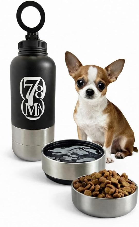 3-in-1 Dog Water Bottles with Food & Water Bowls – Insulated Stainless Steel 32oz Travel Bottle for Walking, Hiking & Outdoor Adventures (Dark Green)