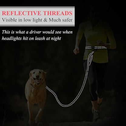 VIVAGLORY Hands Free Dog Leash Bungeeone Running Dog Leash with Waist Belt for Running Walking & Jogging, Bungee & Around Waist for Pet, S, Black/Red