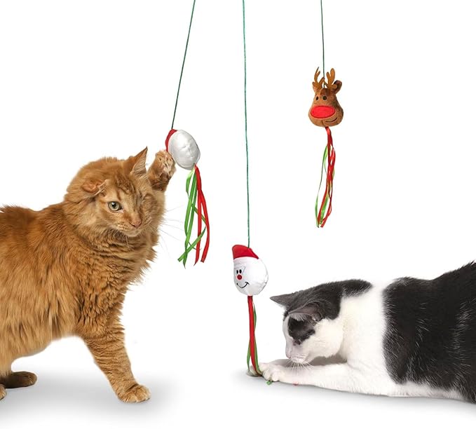 Midlee Christmas Cat Wand with Ribbon - 3 Pack