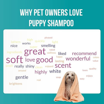 16 fl oz Tearless Puppy Shampoo and Conditioner - Anti Itch Dog Shampoo Sensitive Skin - Coconut Oil Oatmeal Pet Shampoo for Puppies, Made in the USA