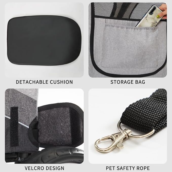 ANLULOAD Dog Stroller for Large Dogs,Dog Carriage,Foldable, Adjustable Handle, with Pocket with One-Foot Brake Up to 132lbs