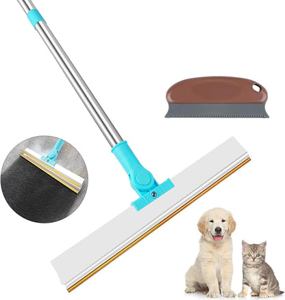 Carpet Rake for Pet Hair Removal - Heavy-Duty Metal Scraper & Lint Brush with 45" Adjustable Handle, Reusable Large Pet Hair Remover Tool for Carpets, Rugs, Mats, Couch, Pet Beds,Furniture
