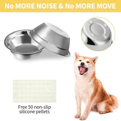 15 Pcs Stainless Steel Dog Bowls, Metal Cat Dog Water Food Bowl, Small Dogs Bowls, Pet Bowls, Puppy Dogs Dish, Pet Water Bowl for Small Cats Rabbits Puppy (15 fl oz)